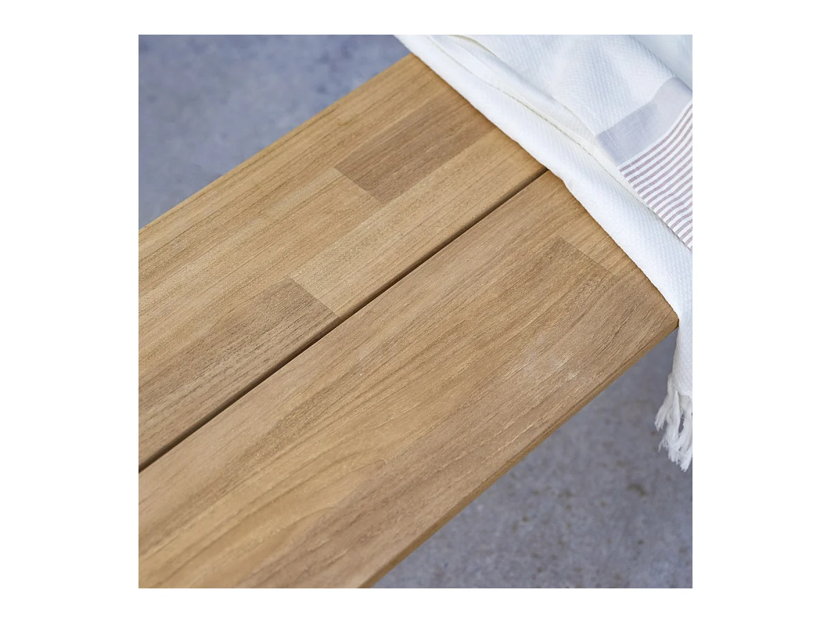 Banc de jardin en bois de teck massif et aluminium Harper