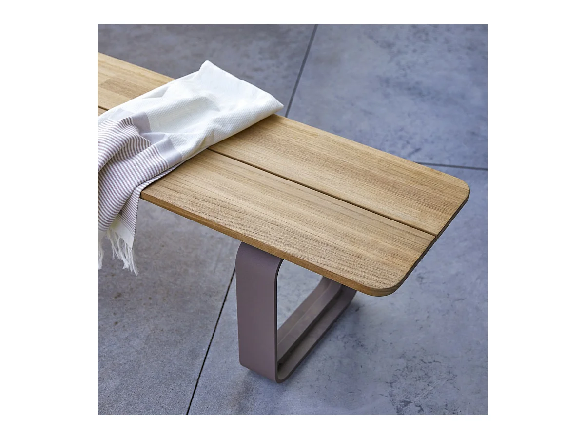 Banc de jardin en bois de teck massif et aluminium Harper