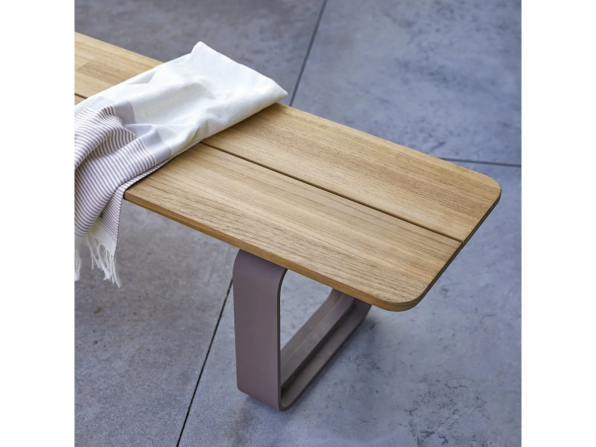 Außenbank Harper aus Teakholz und Edelstahl