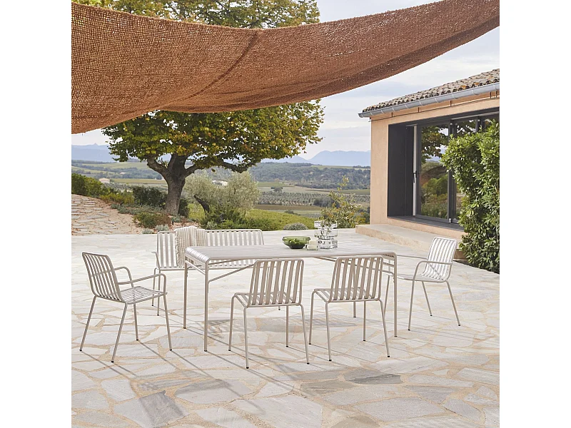 Outdoor-Set Gaby Cream aus Metall, 175 6-Sitzer