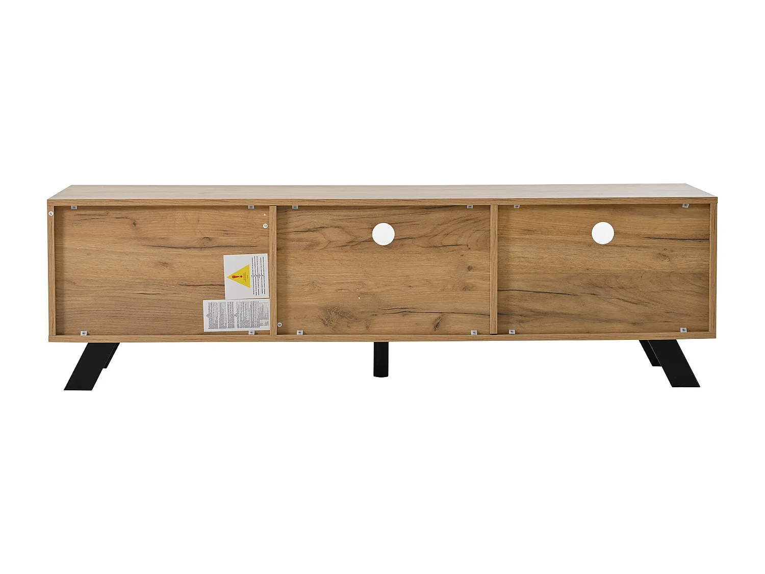 Meuble TV naturel avec 1 porte et 2 tiroirs de rangement - pour salon et bureau