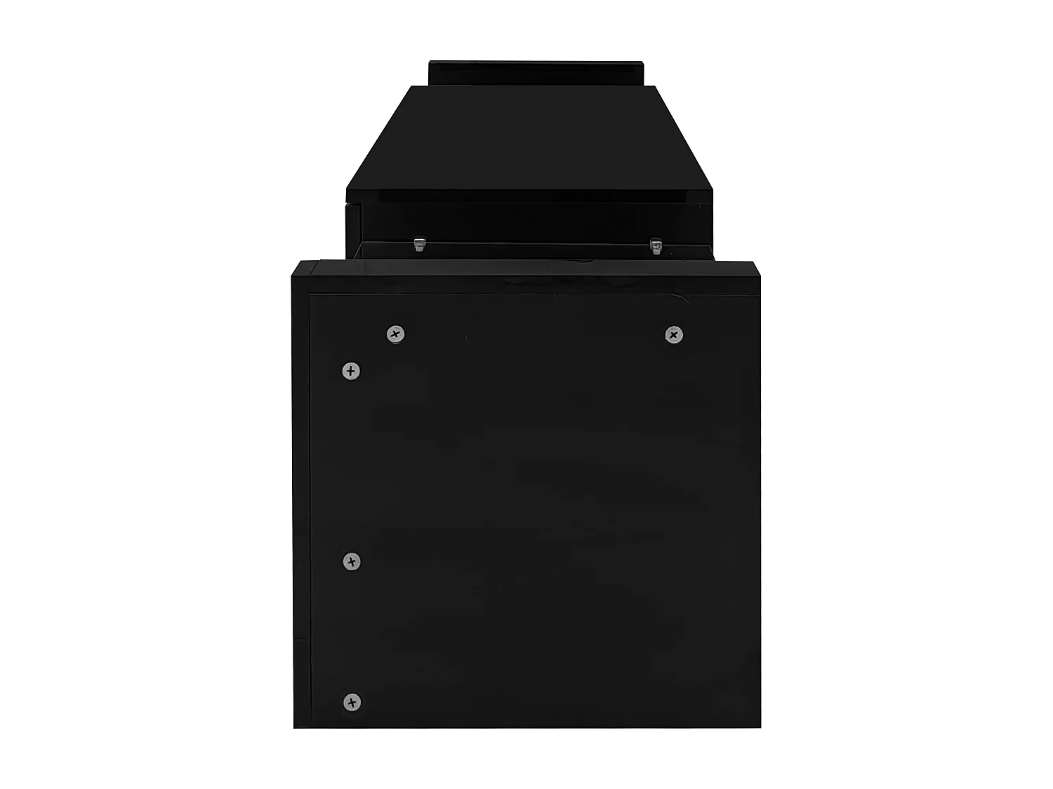 Schwarzes TV-Board mit 2 Türen und Glasböden, LED-Beleuchtung - für Wohnzimmer und Büro