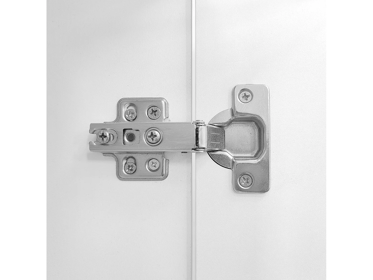 Meuble TV blanc avec 2 portes et étagères en verre, éclairage LED - pour salon et bureaux