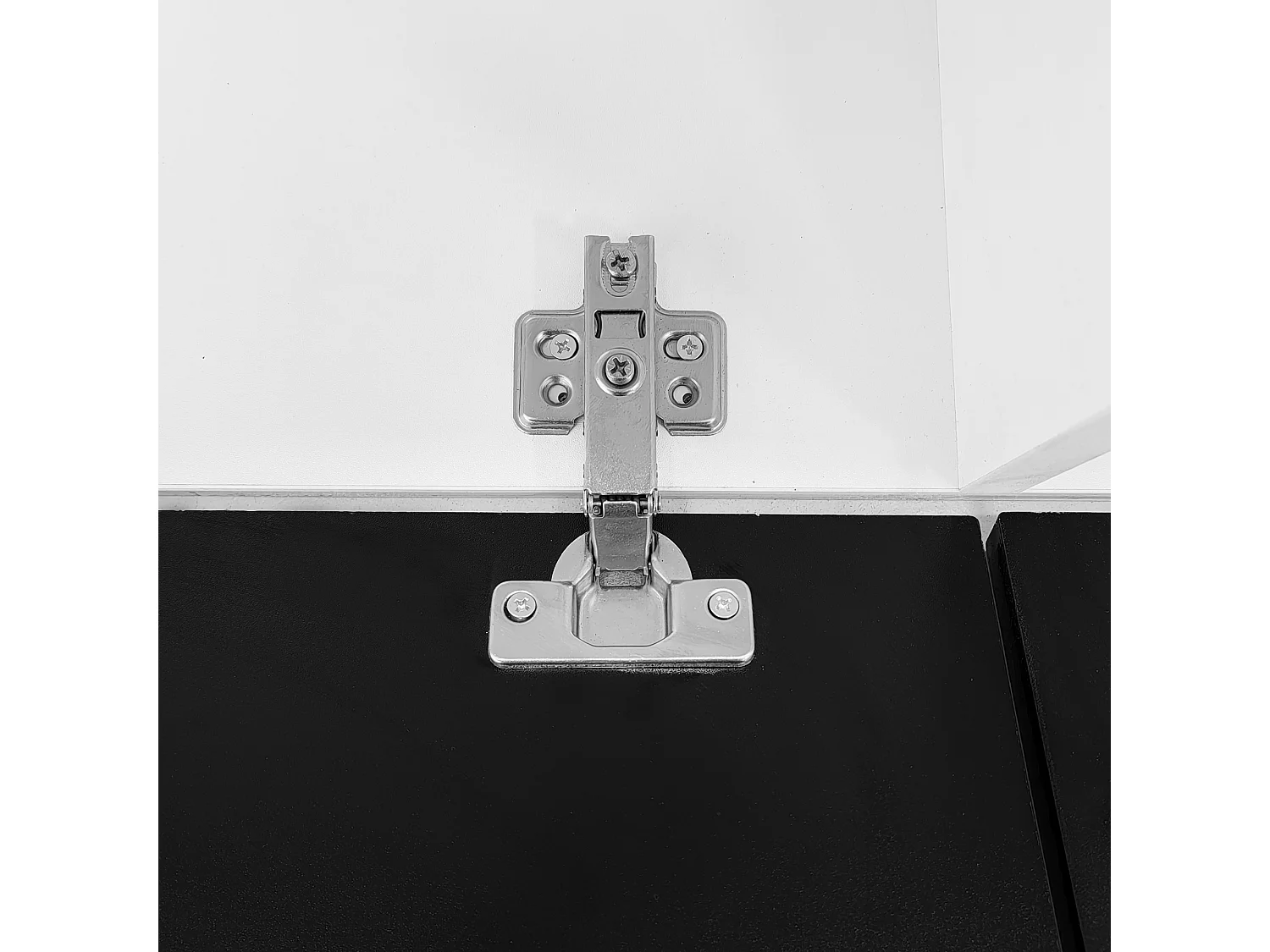 Szafka RTV 180 cm z 3 czarnymi drzwiami i oświetleniem LED 16 kolorów - biała