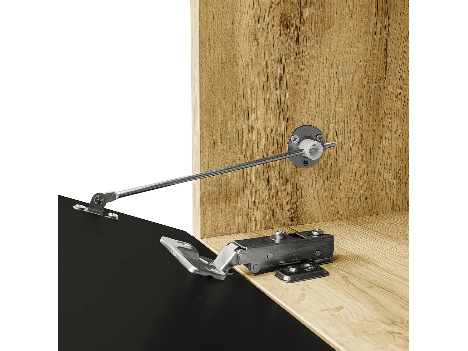 Meuble TV 180 cm avec 3 portes et éclairage LED 16 couleurs - noir et naturel