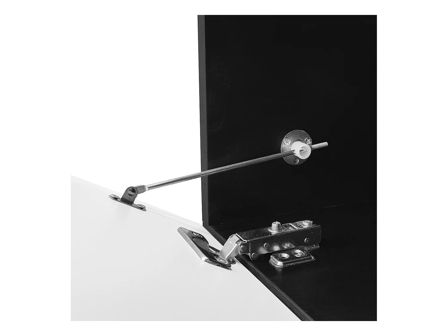 Meuble TV 180 cm avec 3 portes blanches et éclairage LED 16 couleurs - noir