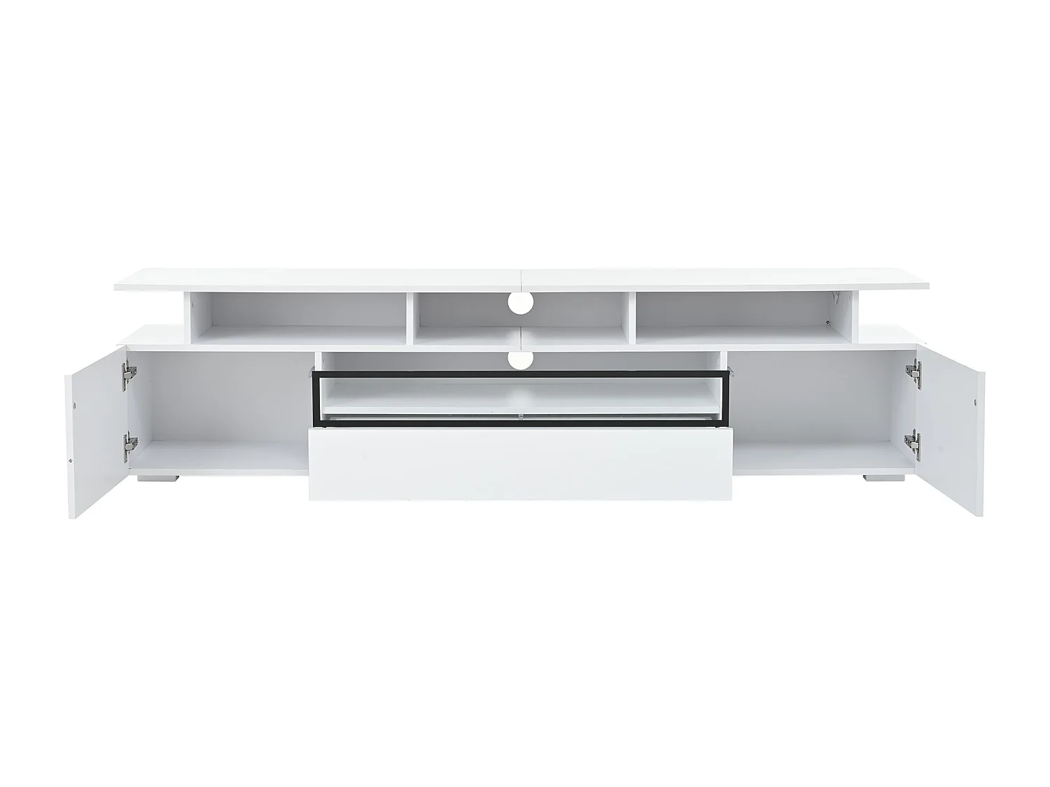 Tv-meubel 180 cm met LED-verlichting, 2 deuren en 1 opberglade - wit