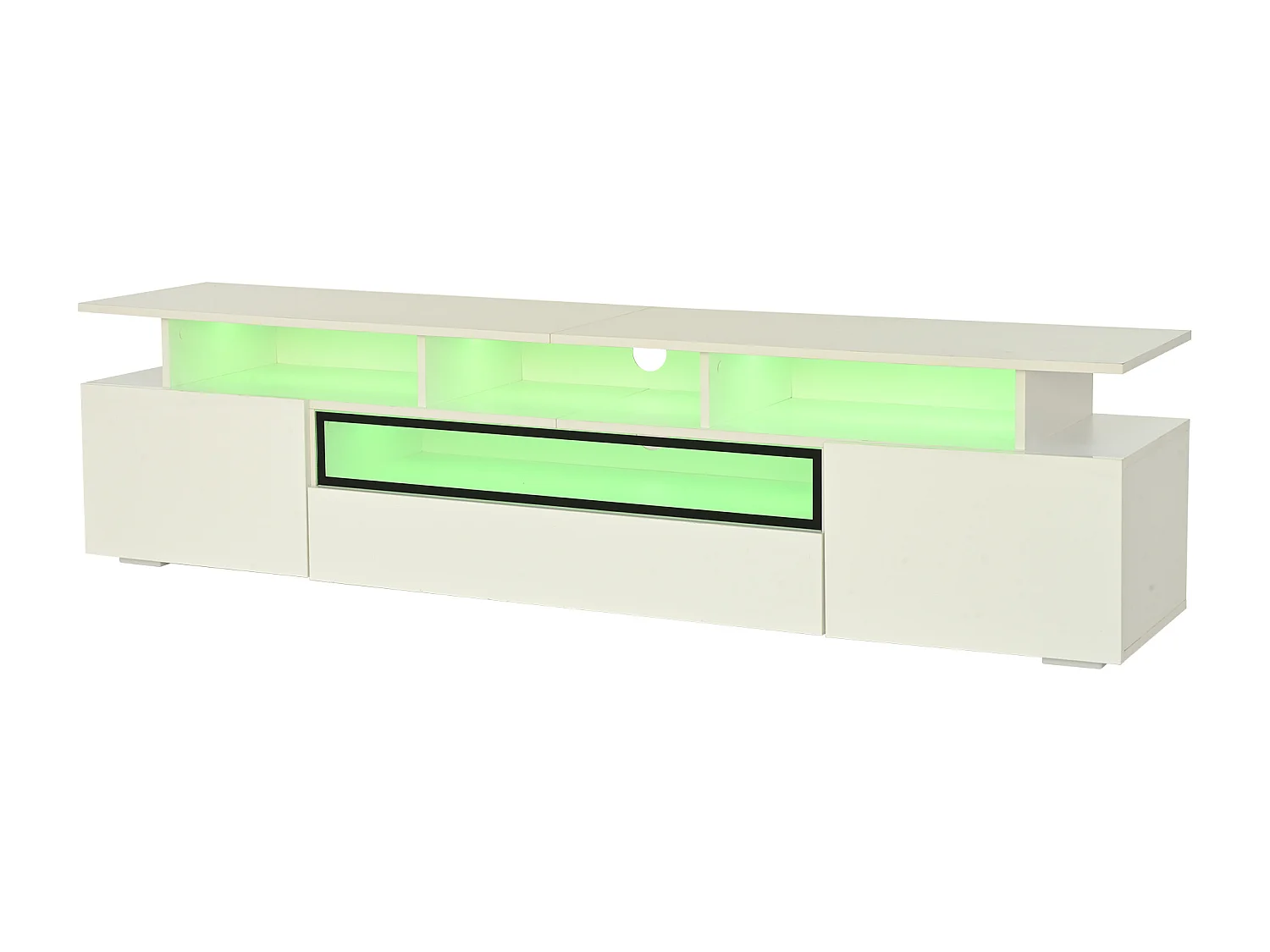 Tv-meubel 180 cm met LED-verlichting, 2 deuren en 1 opberglade - wit