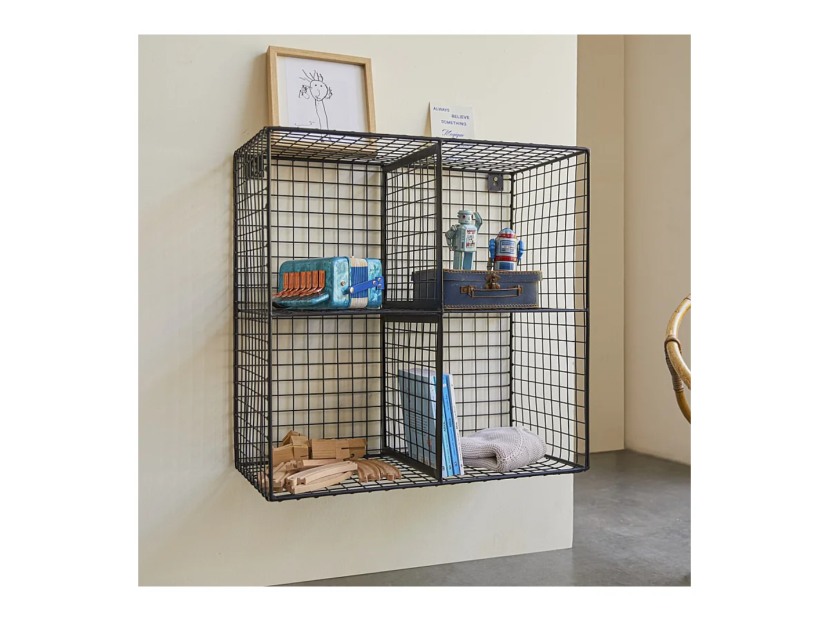 Verstaufach für Kinderzimmer, aus Metall, 4 Fächer 65 cm