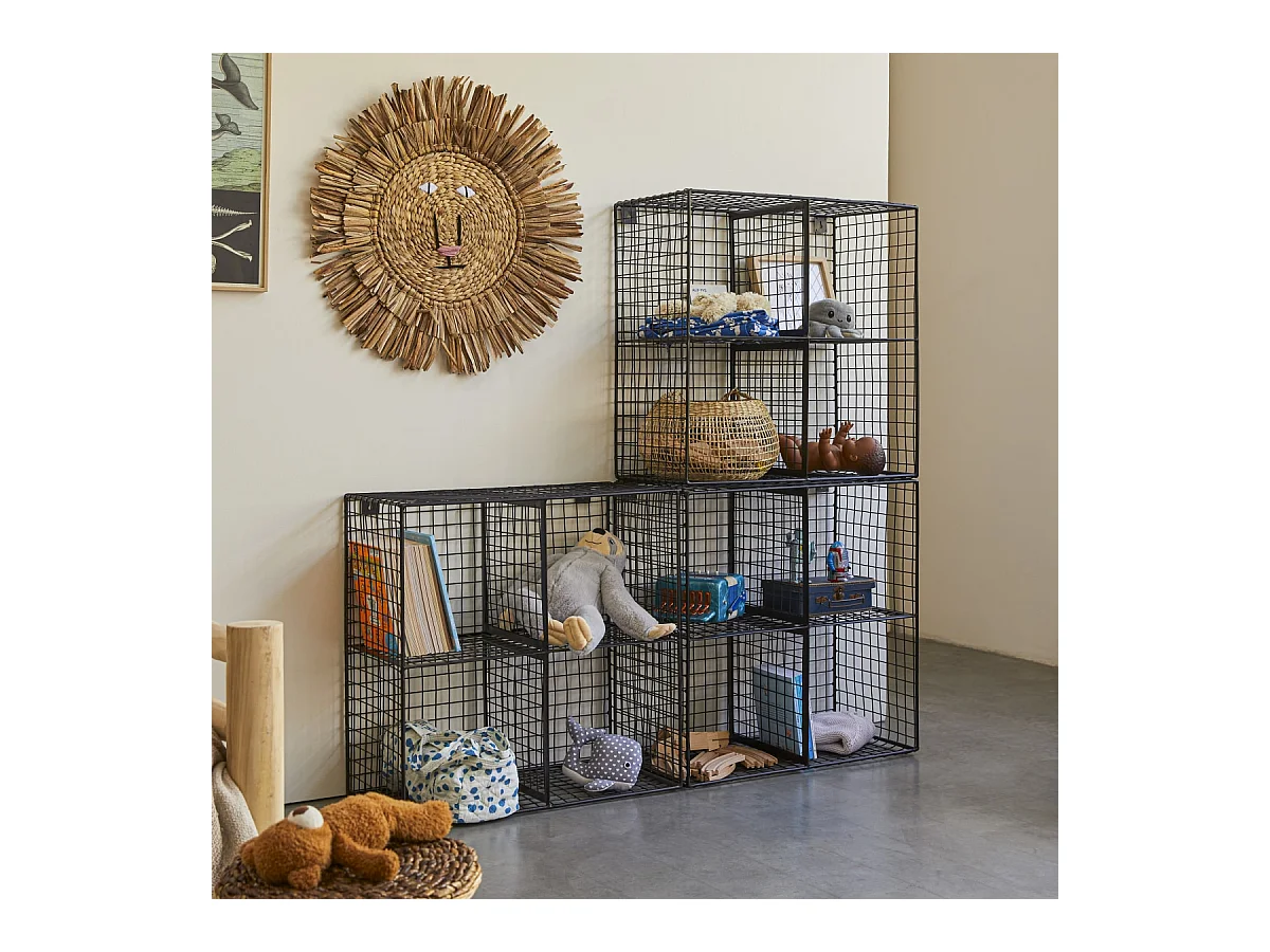 Kinderbücherregal Sona aus Metall, 3 Module