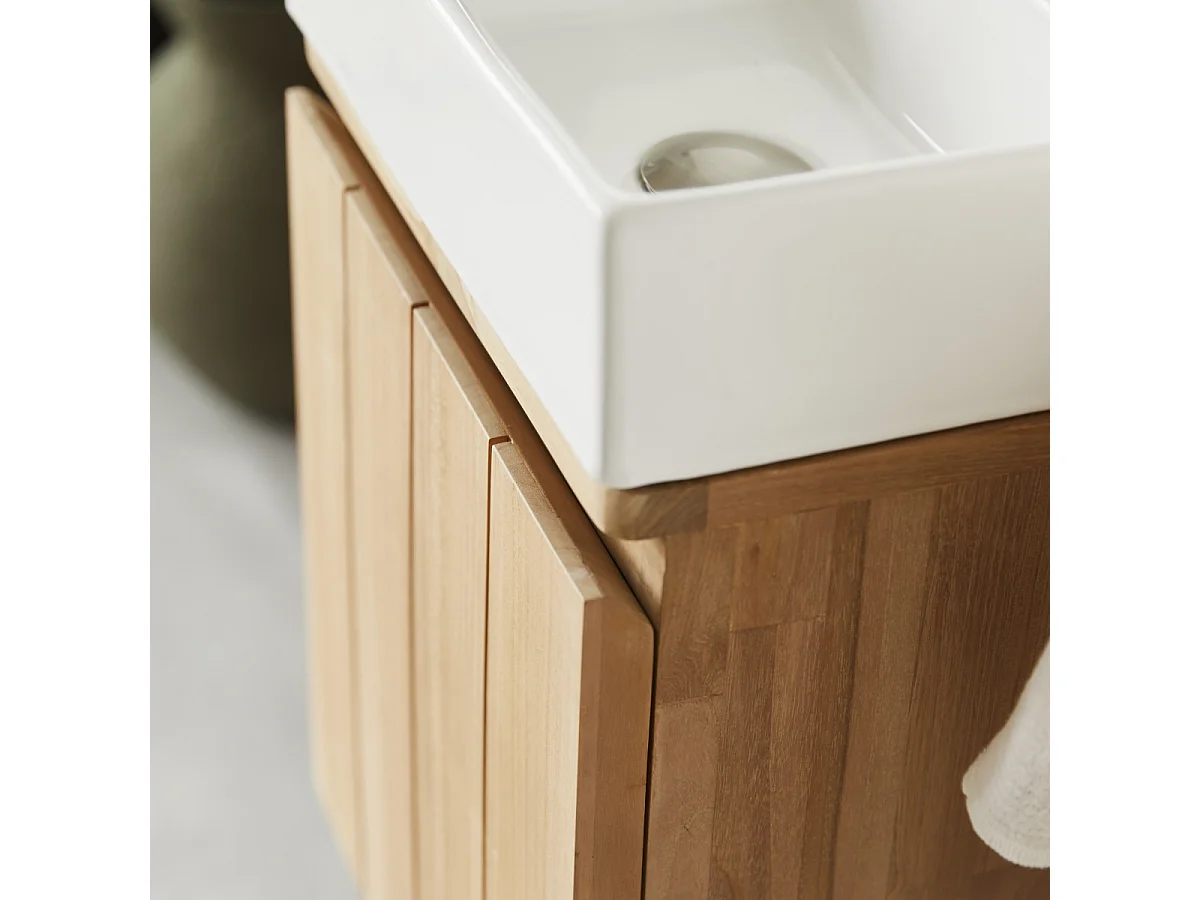 Mobile lavamani in legno di teak e ceramica 40 Jill