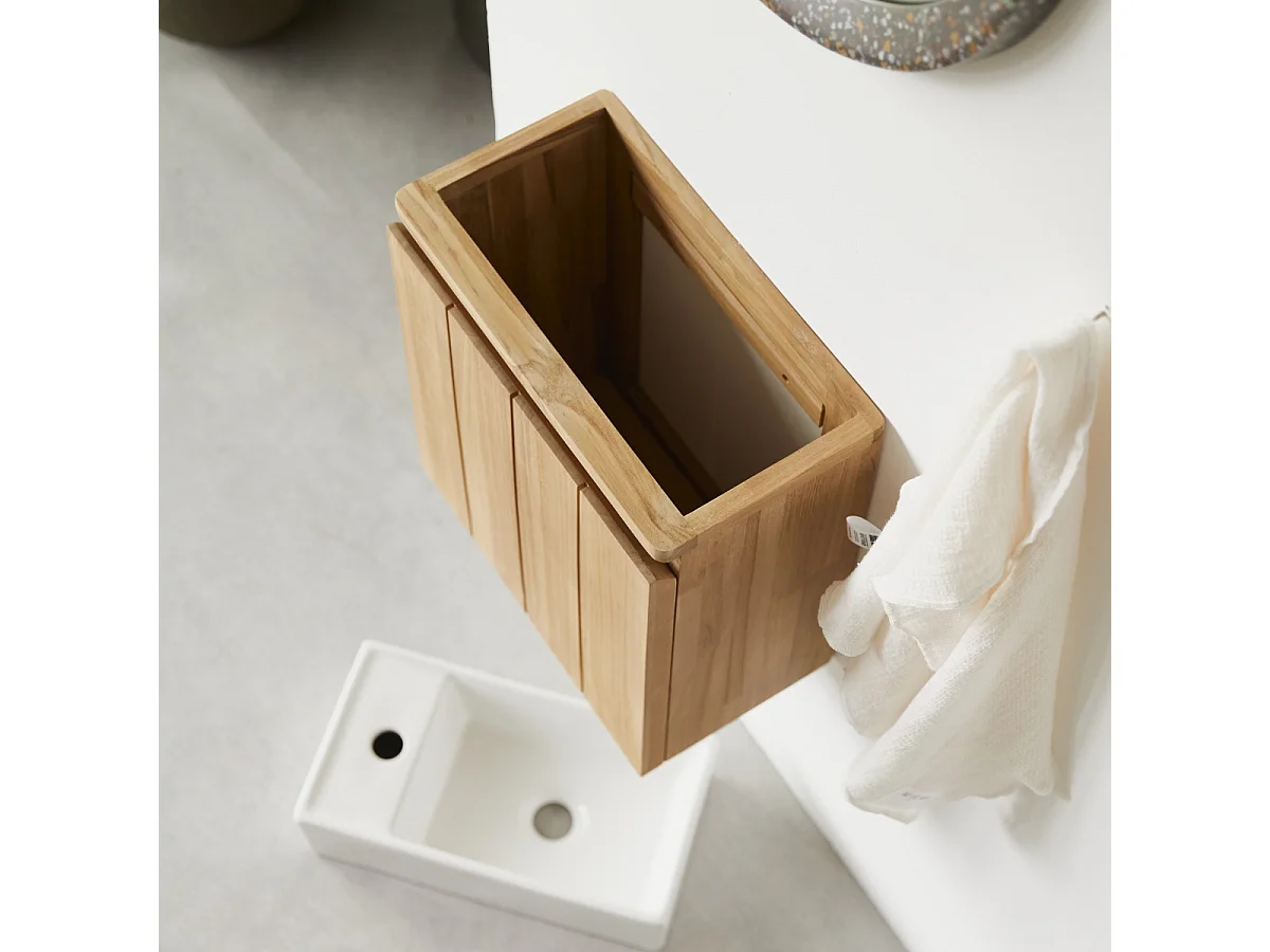 Mobile lavamani in legno di teak e ceramica 40 Jill