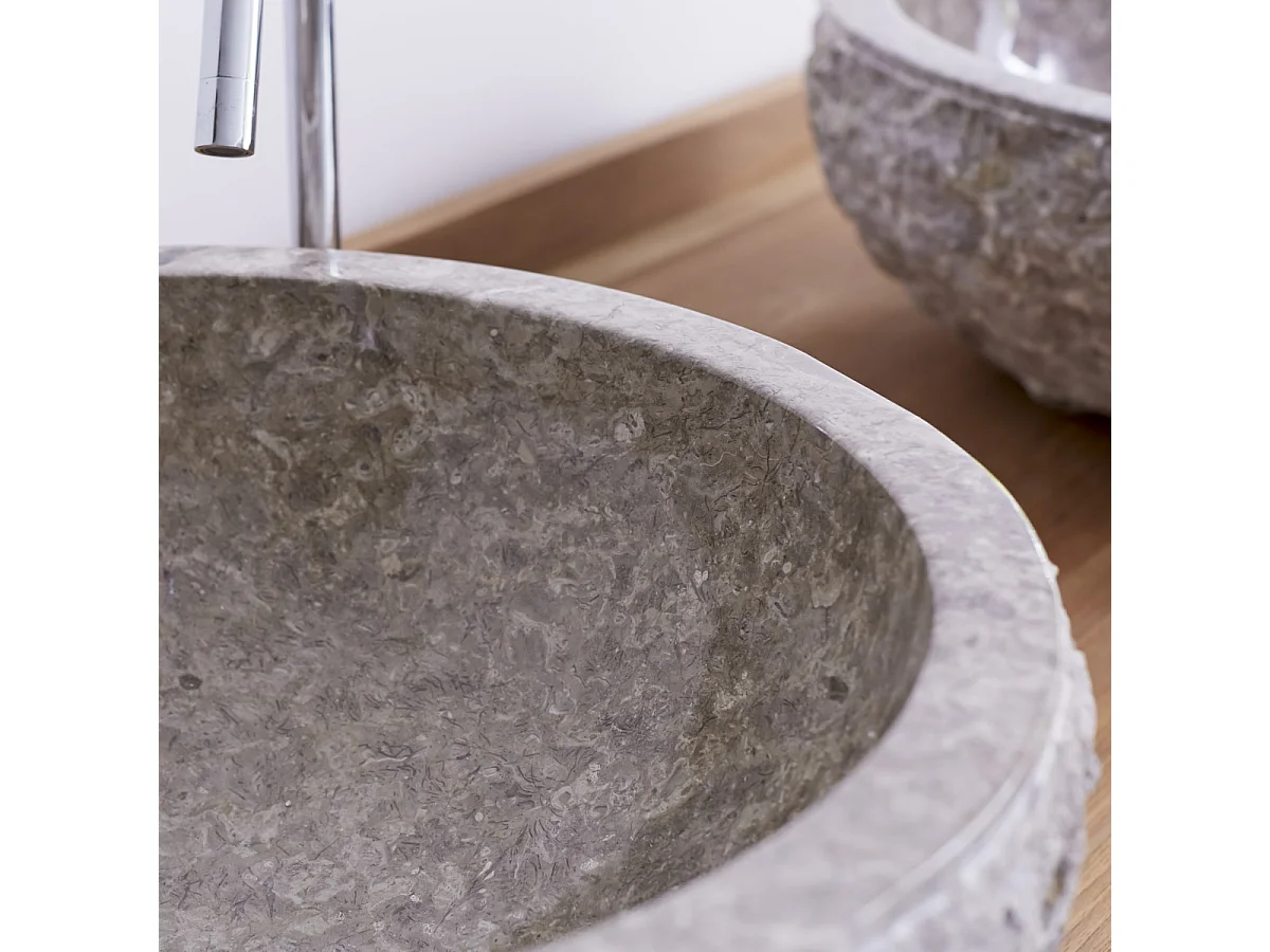 Lavabo da appoggio in marmo grigio stile naturale bagno Tikamoon