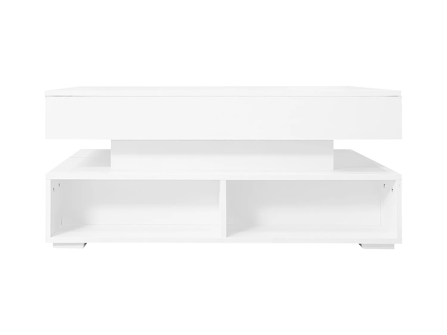 LED-Couchtisch mit 2 Aufbewahrungsschubladen und höhenverstellbarer Tischplatte - weiß