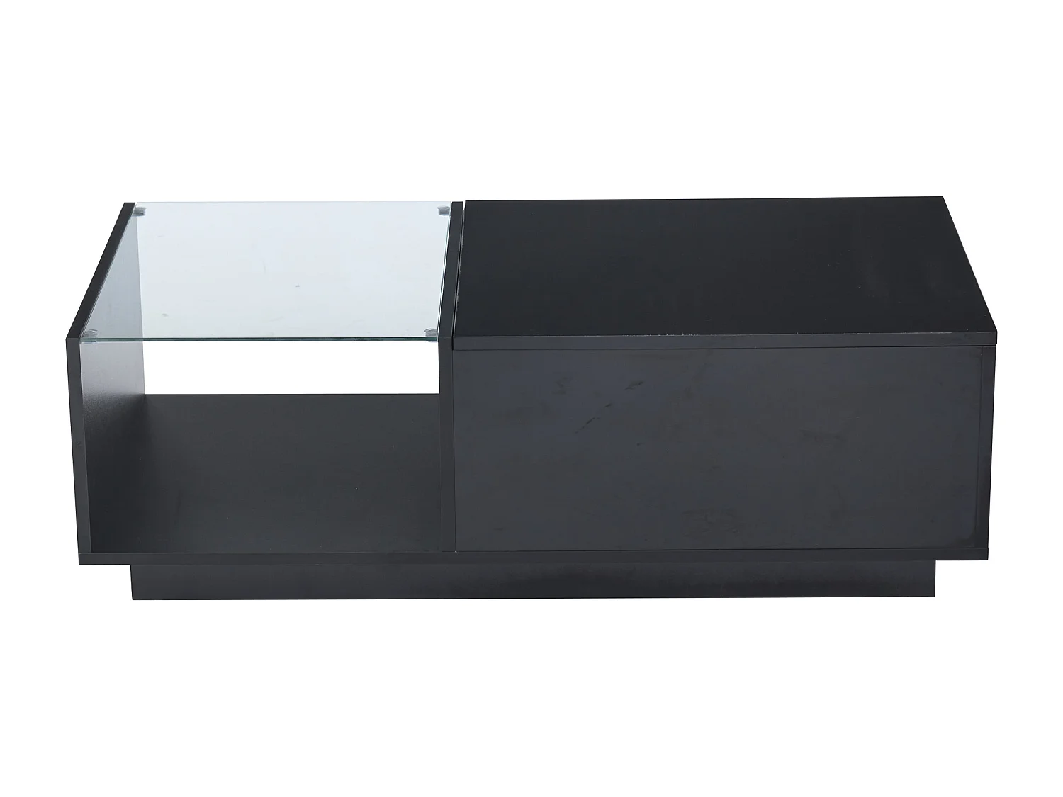 Table basse relevable avec éclairage LED et rangement ouvert - Noir