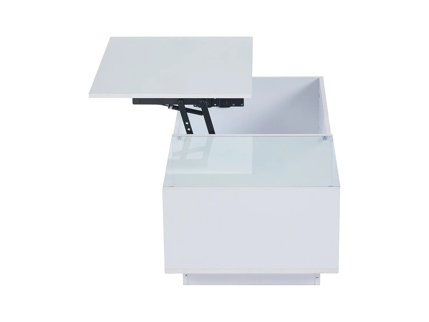 Table basse relevable avec éclairage LED et rangement ouvert - Blanc