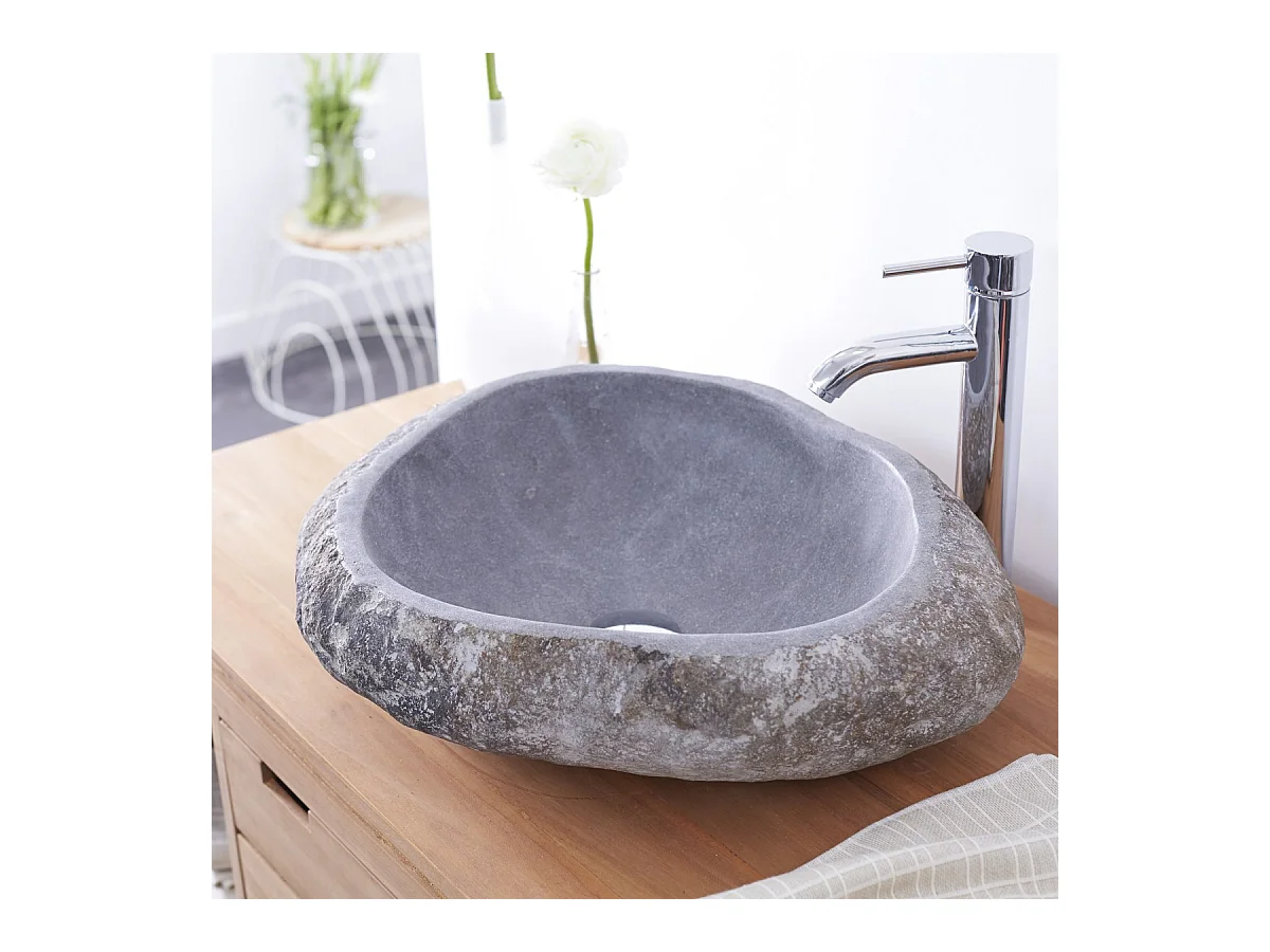 Waschbecken aus Naturstein Steinbecken Stein Waschschale Waschtisch neu