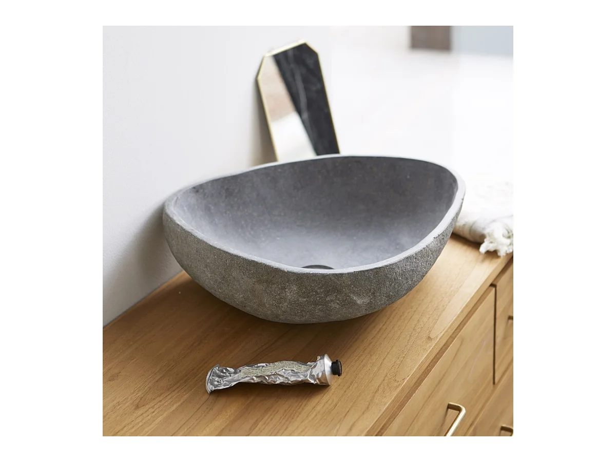 Waschbecken aus Naturstein Steinbecken Stein Waschschale Waschtisch neu