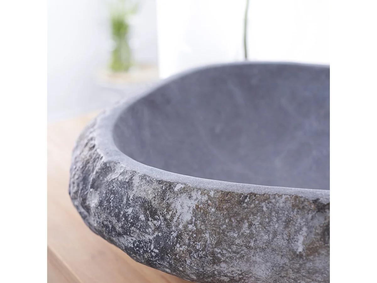 Lavabo da appoggio in pietra naturale di fiume bagno design Tikamoon