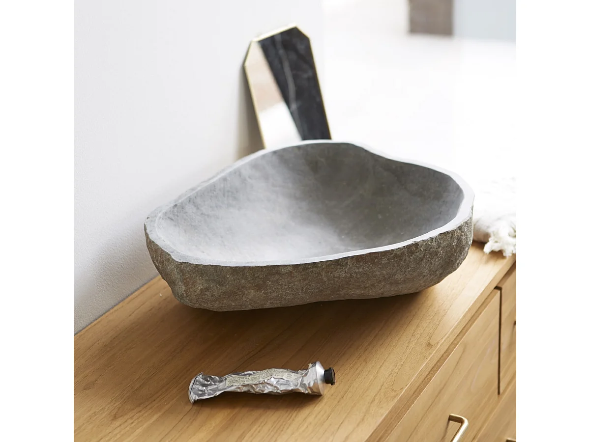 Lavabo da appoggio in pietra naturale di fiume bagno design Tikamoon