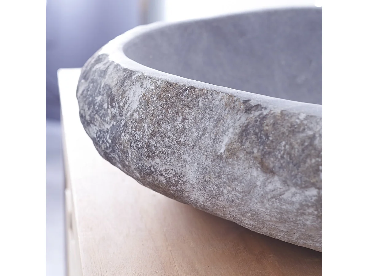 Lavabo da appoggio in pietra naturale di fiume bagno design Tikamoon