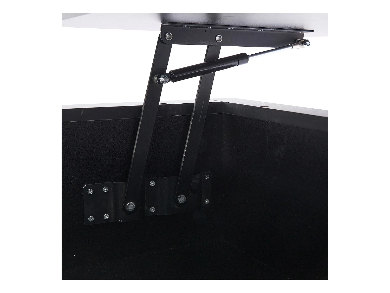 Mesa de centro negra con 4 cajones y tablero elevable, iluminación LED - para salón y oficina