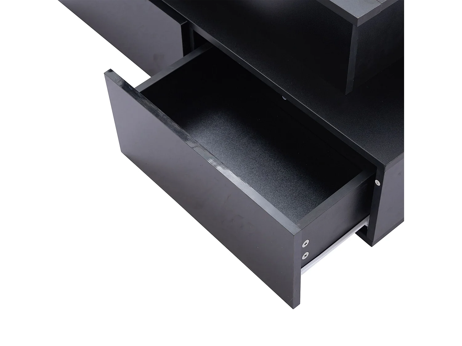 Table basse relevable Table basse noire avec 4 tiroirs et éclairage LED -  pour salons et bureaux