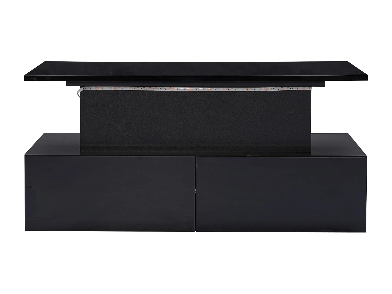 Table basse relevable Table basse noire avec 4 tiroirs et éclairage LED -  pour salons et bureaux