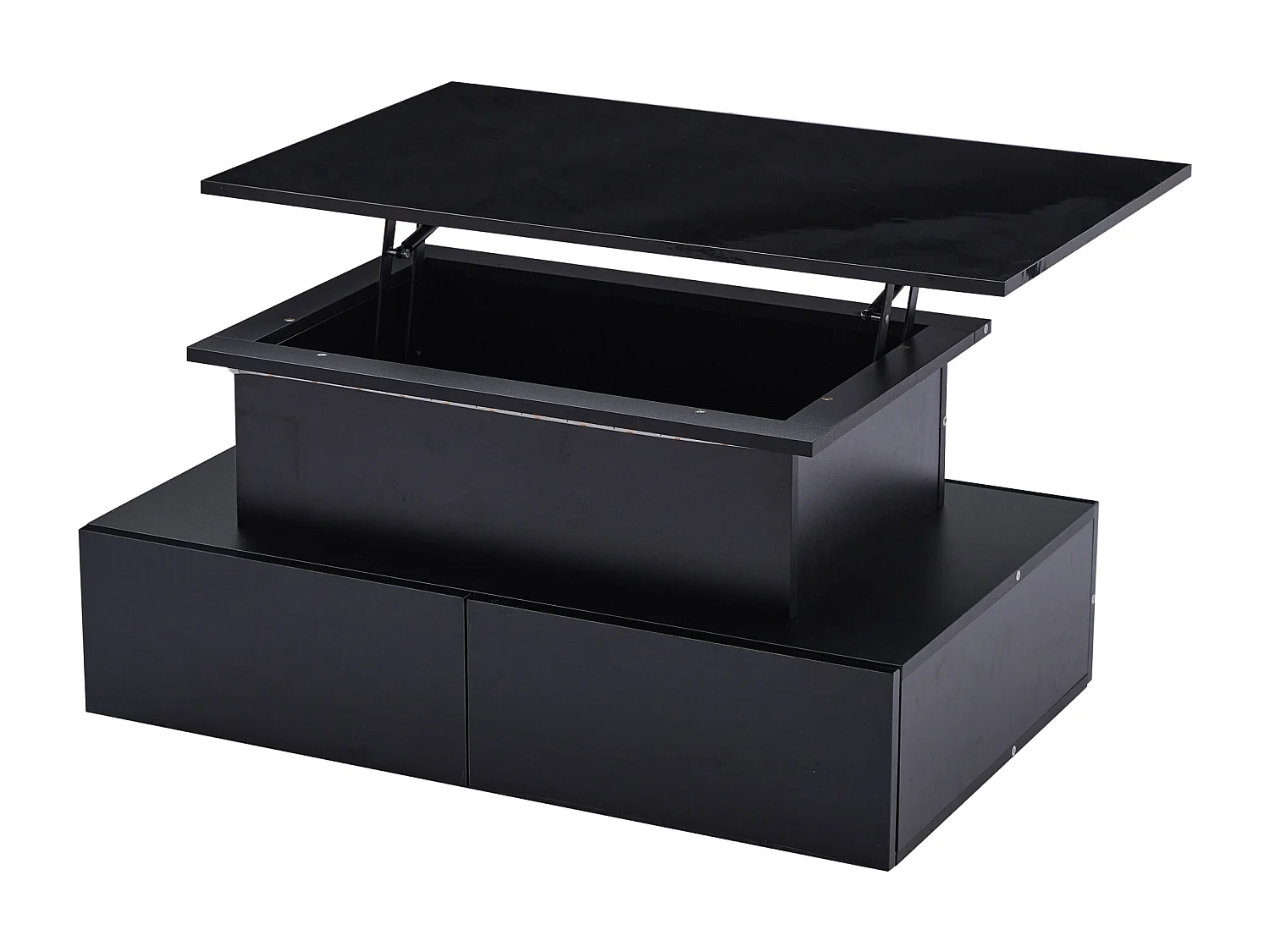 Table basse relevable Table basse noire avec 4 tiroirs et éclairage LED -  pour salons et bureaux