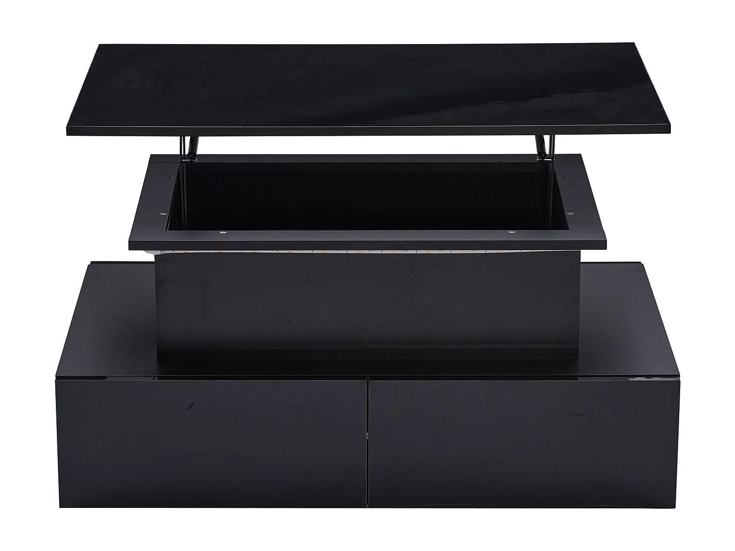 Table basse relevable Table basse noire avec 4 tiroirs et éclairage LED -  pour salons et bureaux