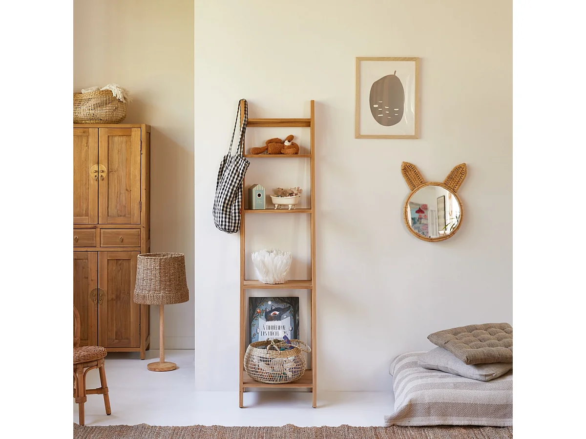 Libreria per bambini in legno di Teak 40 x 160 Bahya Step