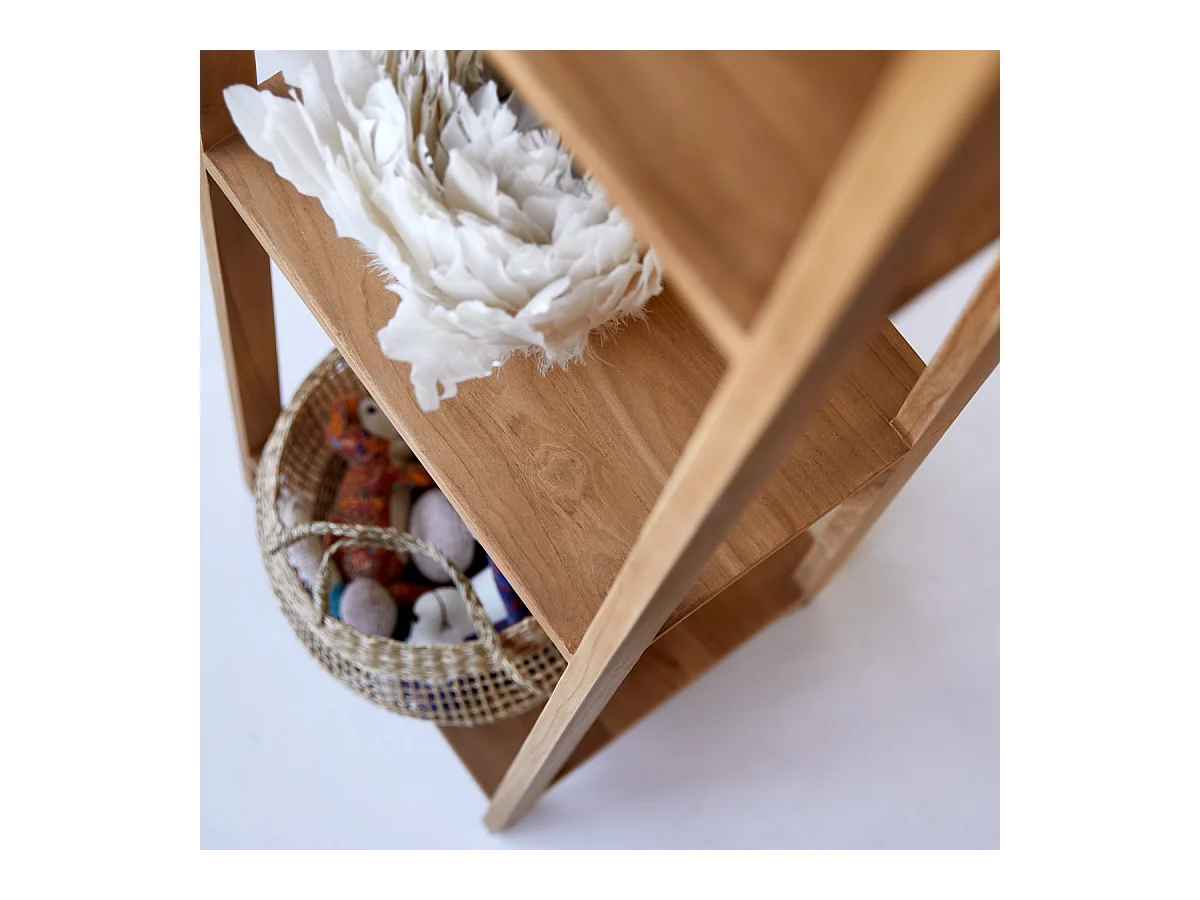 Libreria per bambini in legno di Teak 40 x 160 Bahya Step