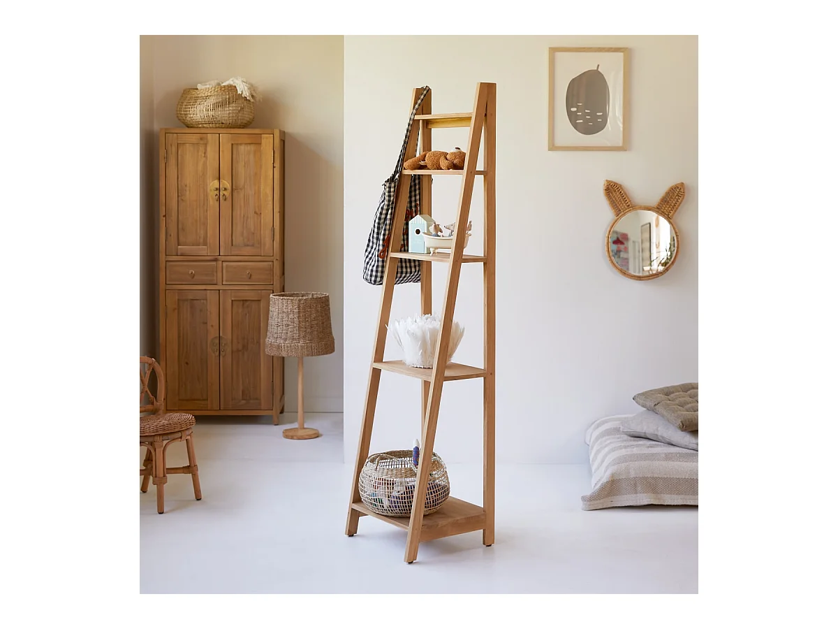 Libreria per bambini in legno di Teak 40 x 160 Bahya Step