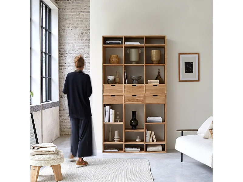 Bibliothèque en bois de teck 120 x220 Miho