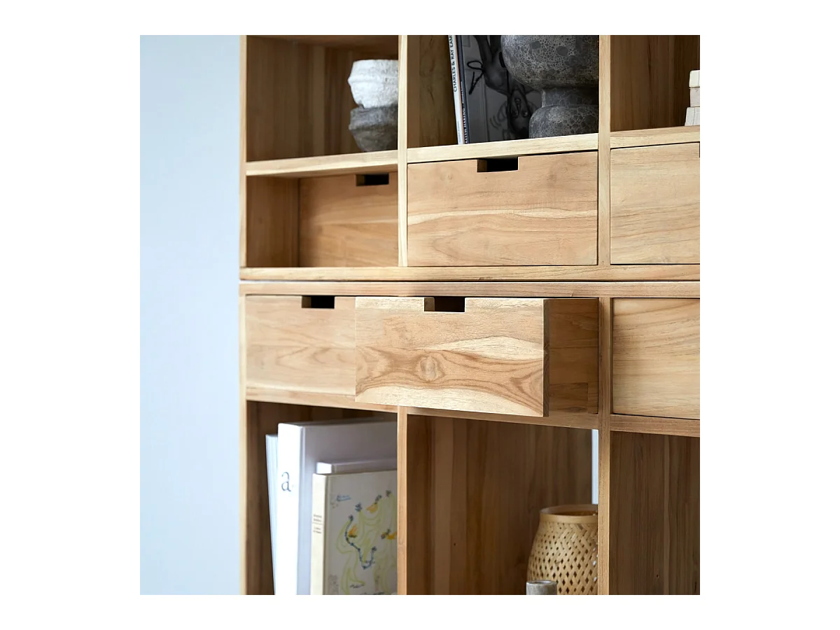 Bibliothèque en bois de teck 120 x220 Miho