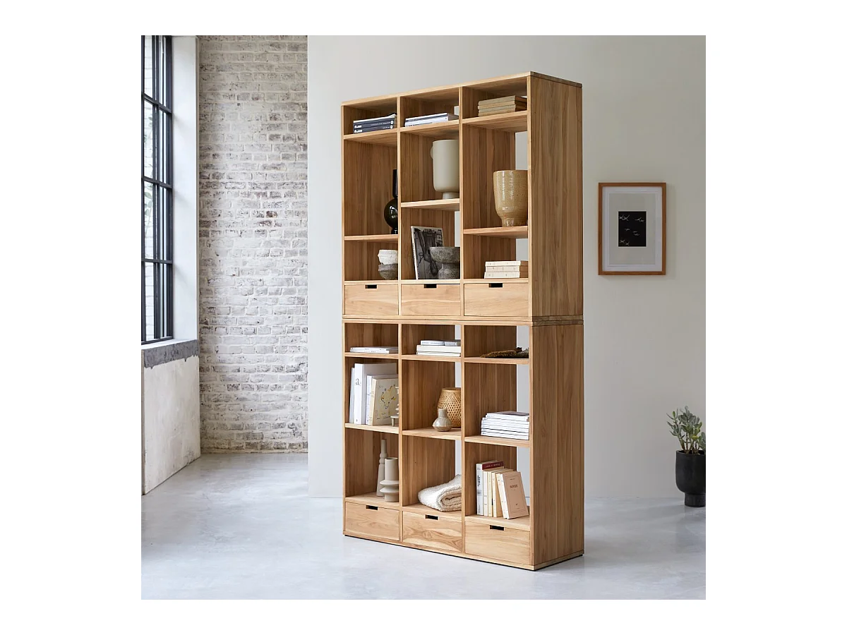 Bibliothèque en bois de teck 120 x220 Miho