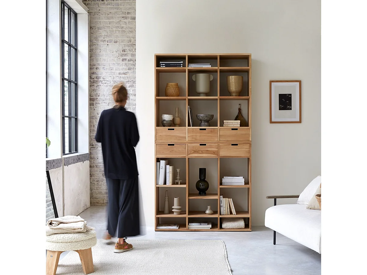 Bibliothèque en bois de teck 120 x220 Miho