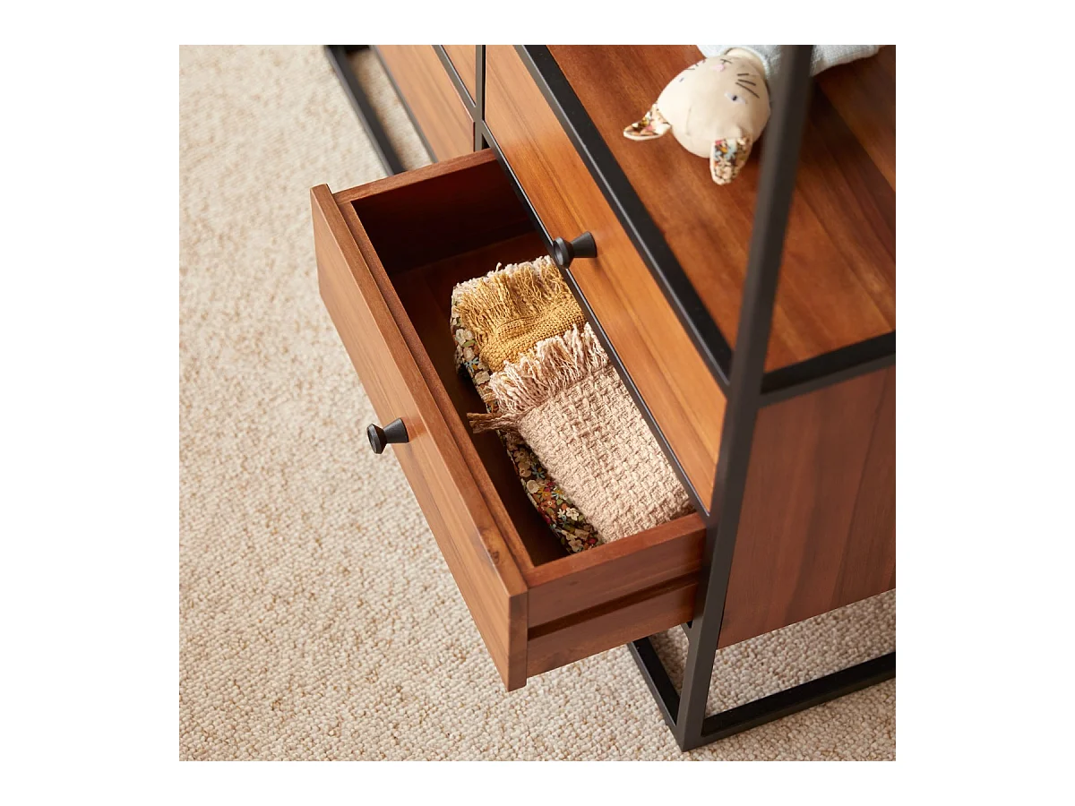 Kinderbücherregal aus massiver Akazie und Metall 175 cm Agra