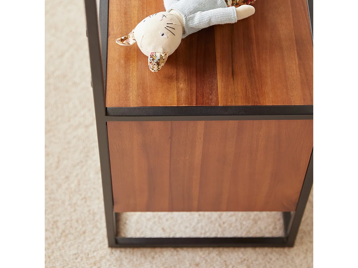 Kinderbücherregal aus massiver Akazie und Metall 175 cm Agra