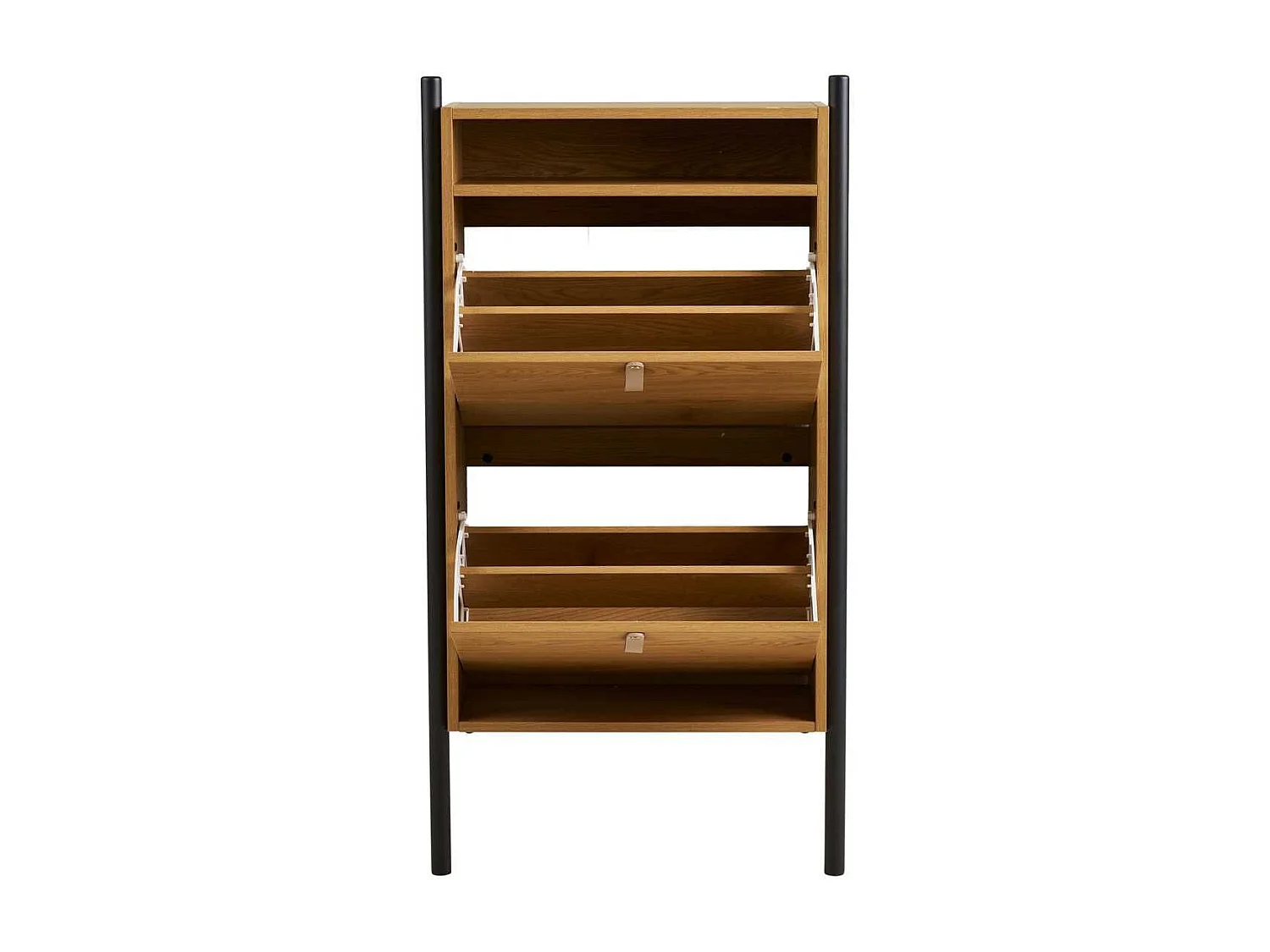 Meuble à chaussures 2 portes basculantes en mélaminé aspect chêne clair - VALTIS