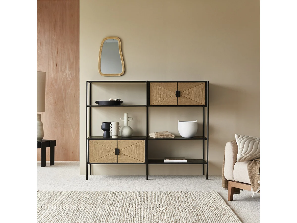 Libreria in legno di mango massello e metallo Fidèle