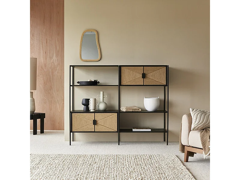 Libreria in legno di mango massello e metallo Fidèle