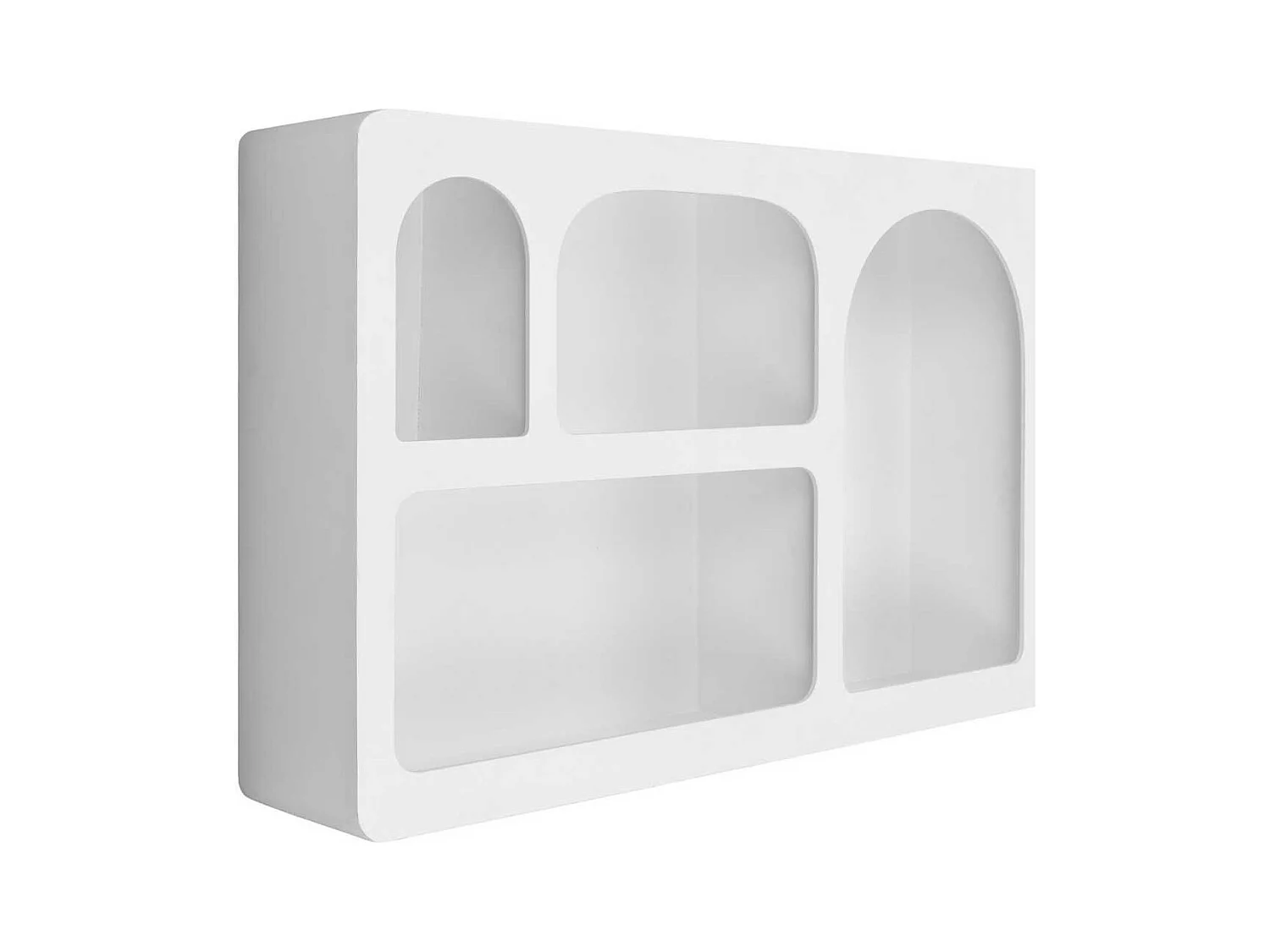Etagère murale atypique 4 niches en MDF laqué blanc - SHIREL