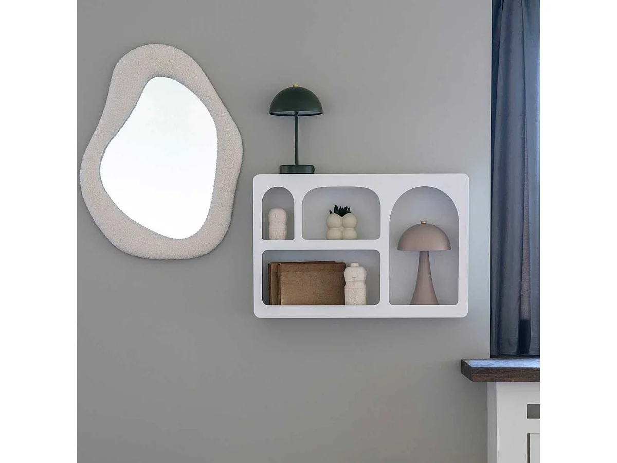 Etagère murale atypique 4 niches en MDF laqué blanc - SHIREL