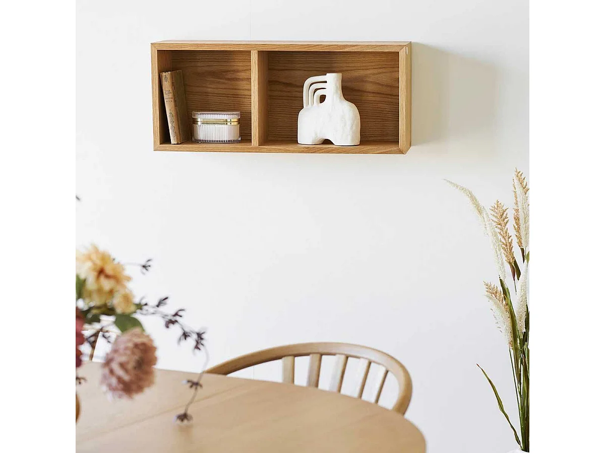 Etagère murale 2 niches en chêne massif - KALLYS