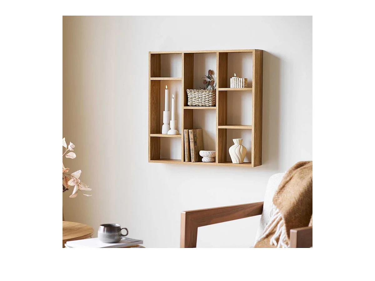 Etagère murale 8 niches en chêne massif - VALLY