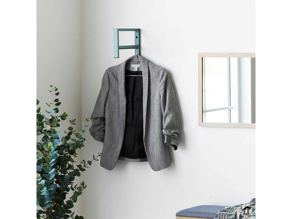 Portant Mural en Métal vert avec Penderie et Patères - BLORF