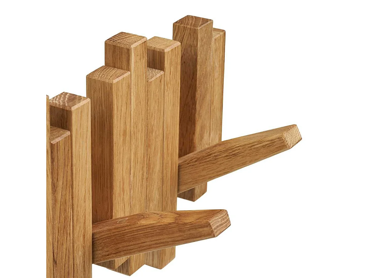 Portant Mural en chêne avec Patères Mobiles - YANELL