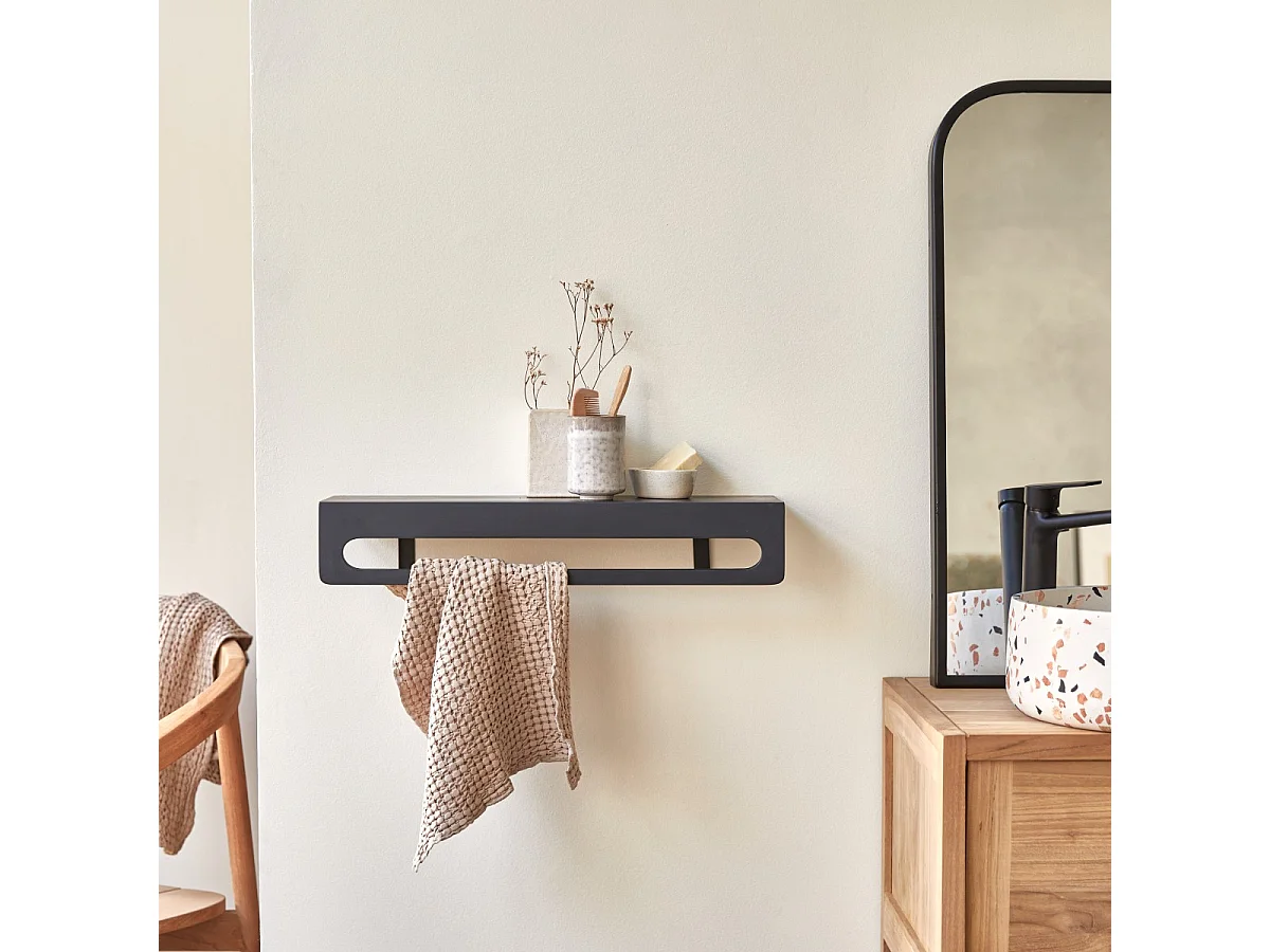 Porte serviette mural en terrazzo black Clea