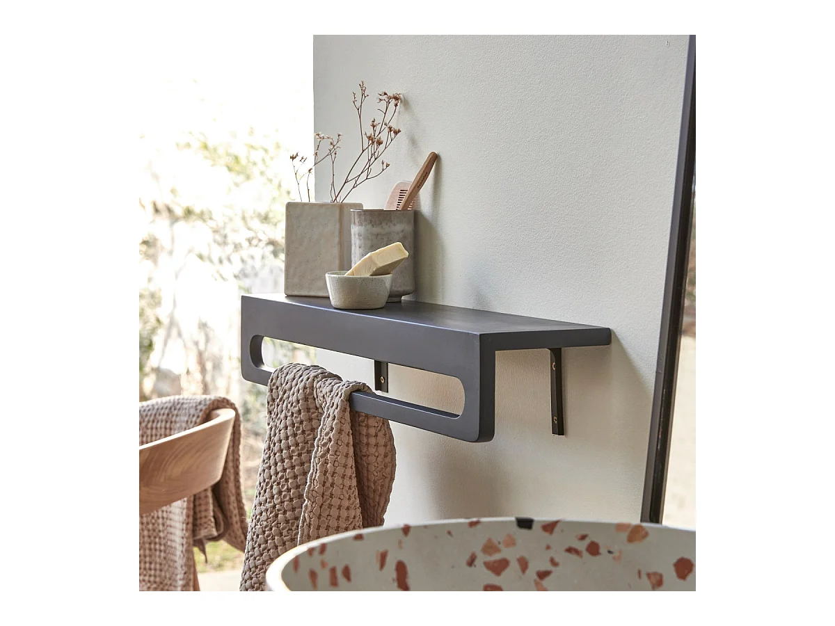 Porte serviette mural en terrazzo black Clea